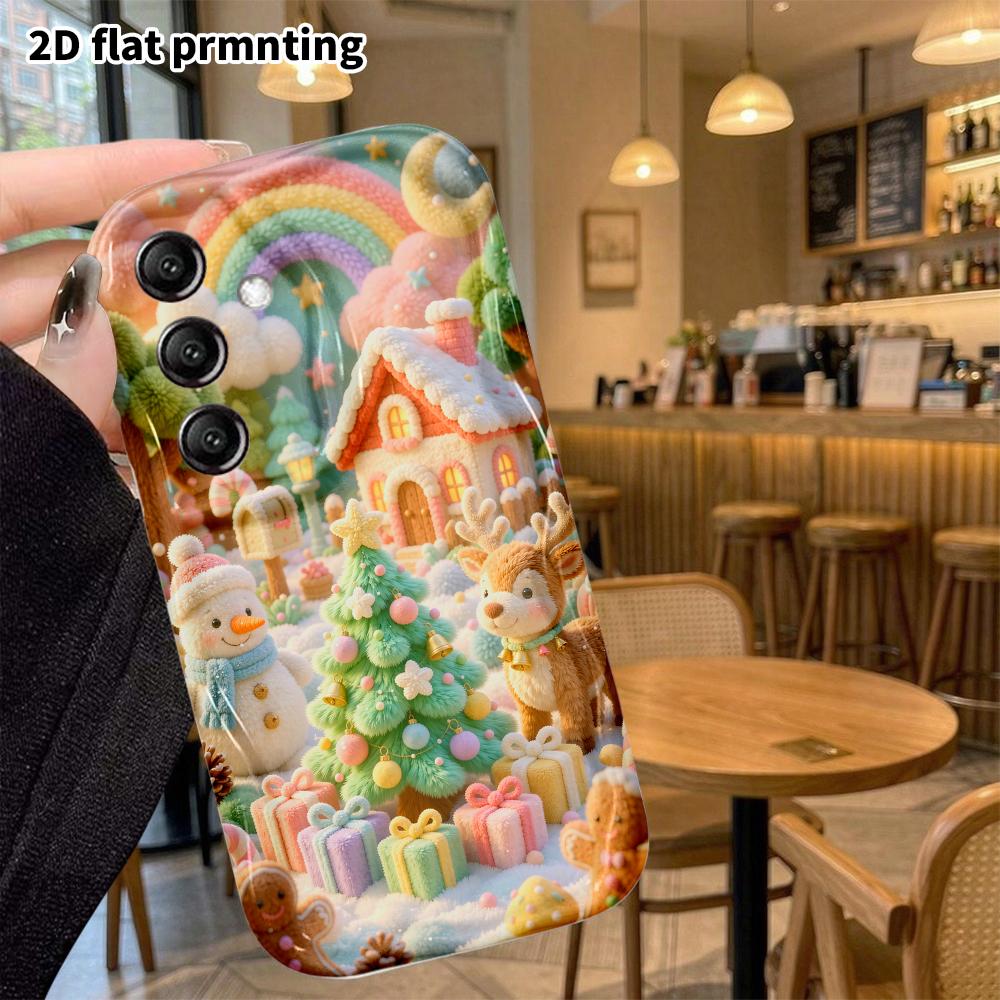 Phone Case: 2D flat, suitable for Samsung Galaxy A34 A35 M05 M06 S20 S22 S21 FE Plus 5G protective case, winter Christmas plush town, perfect festive 