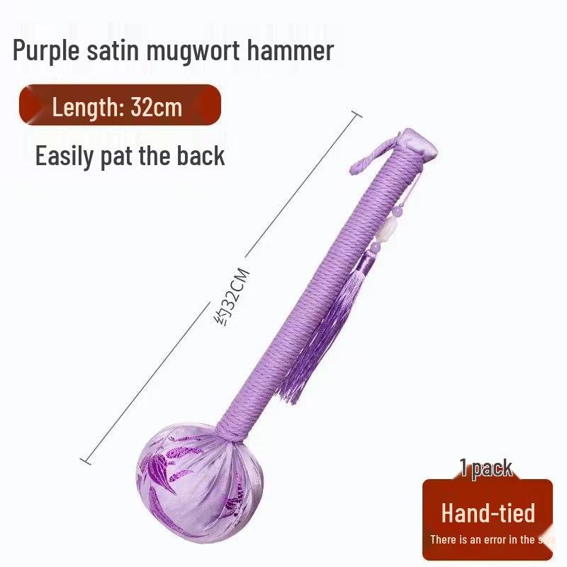 Handmade Cartoon Silk Mugwort Meridian Tapping Massage Hammer with Tassel.