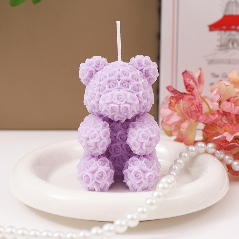 Handmade Rose Bear Scented Candle: Creative Valentine's Day or Girl's Birthday Gift, Perfect for Bedroom Decoration.