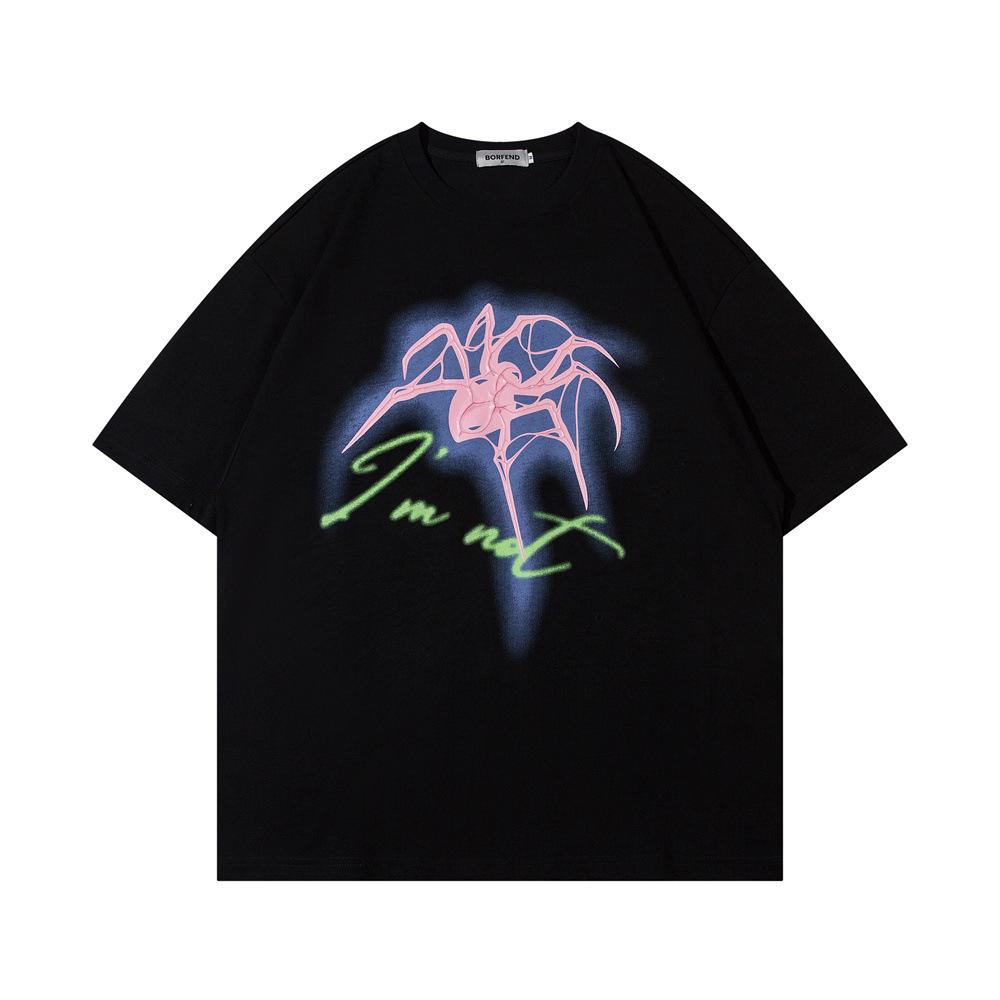 

Футболка с короткими рукавами и принтом Spider Paddle для мужчин и женщин. Летний нишевый дизайн, модная брендовая футболка из чистого хлопка с половиной рукавов. S чёрный