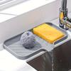 1pc Silicone Soap Dish with Automatic Drainage Tray for Kitchen Bathroom Sink Multi-purpose Dry Mat, Non-slip Sponge Rack, Soap Saver Mat