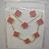 13mm Clover Pendant Necklace Bracelet Earring Set 18K Gold Plated Stainless Steel Jewelry Women Men