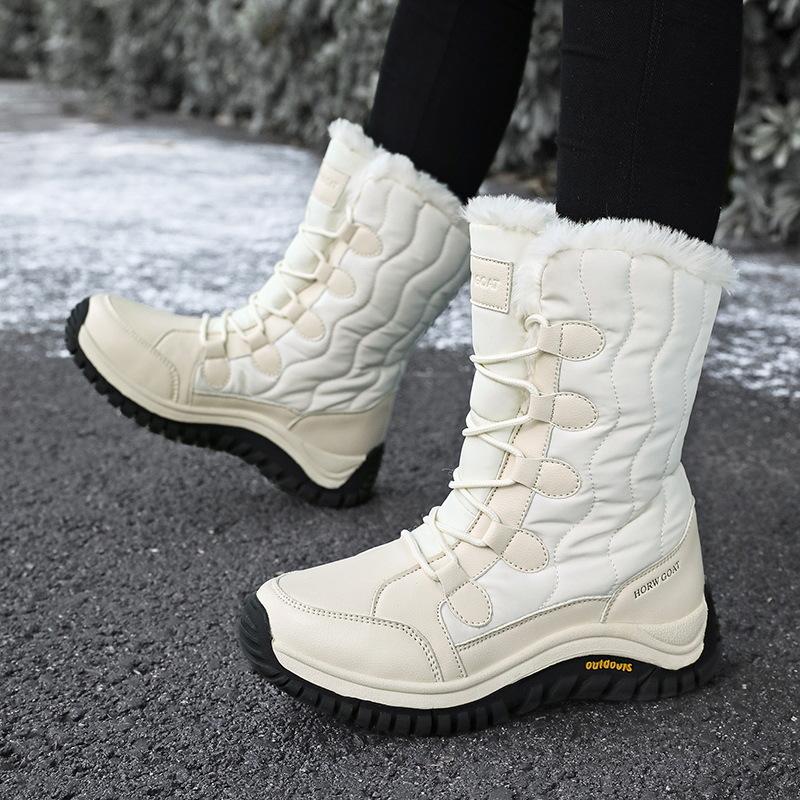 Northeast large size snow boots women's outdoor travel high-top cotton shoes women's medium boots winter