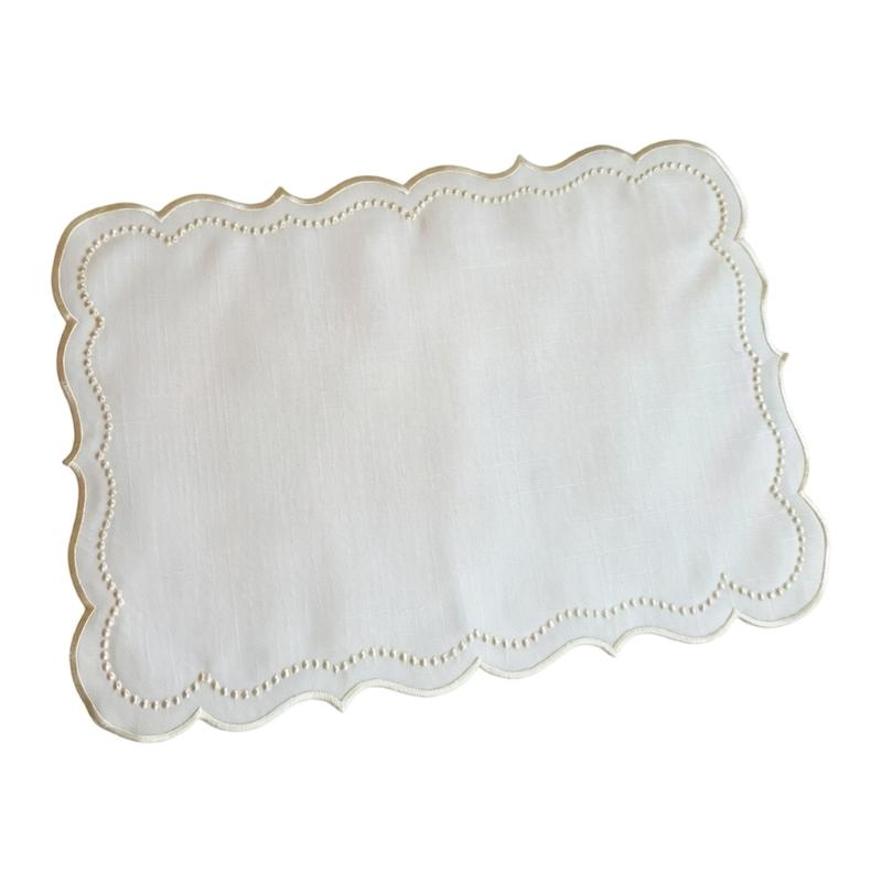Modern Rectangular Embroidered Polyester Placemat Embroidery Machine Washable Table Mat For Family Gatherings