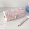 Korean Girly Polka Dot Pencil Case Solid Color Pen Bag Cute Stationery Storage Pouch for School Makeup Bag Toiletry Organizer