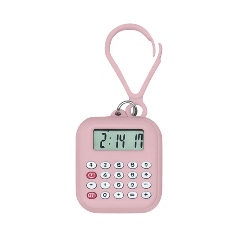 Portachiavi Mini Calcolatrice Digitale Portatile Display Ora Conto alla Rovescia Piccola Calcolatrice Per Studente Zaino Scolastico Uso Quotidiano