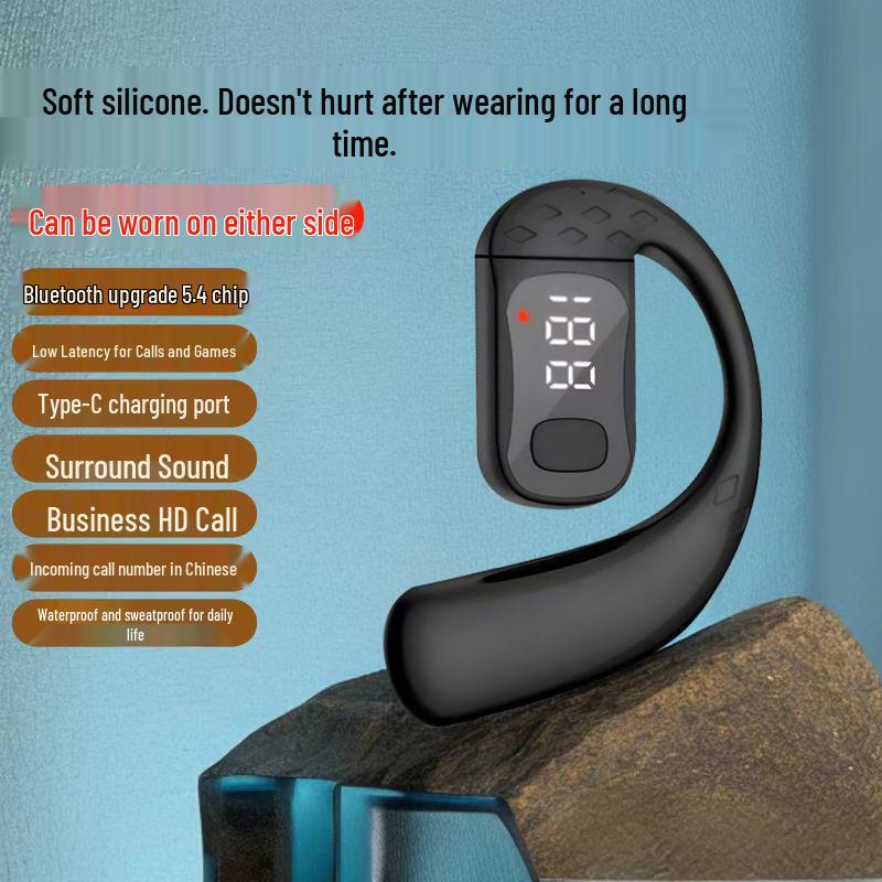 Universal Bluetooth Over-Ear Earphones with Digital Display – Secure Fit for Active Use