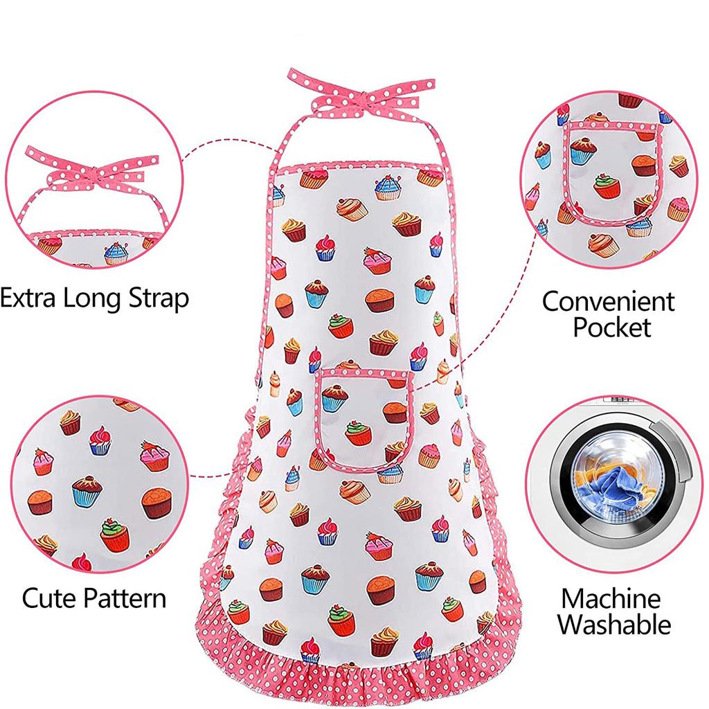 Kids Cooking and Baking Set Baking Kit Apron Dress up Chef Costume Kids Aprons for Girls Toddler Chef Hat for Little Girls