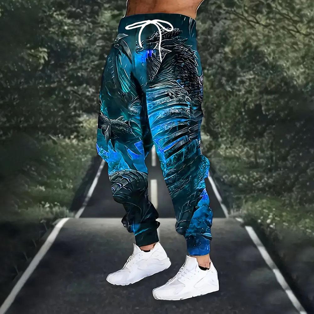 2026 New Stylish Men's Lion-Print Sweatpants – Plus-Size, Loose, and Casual; Thickened for Warmth in Autumn and Winter.