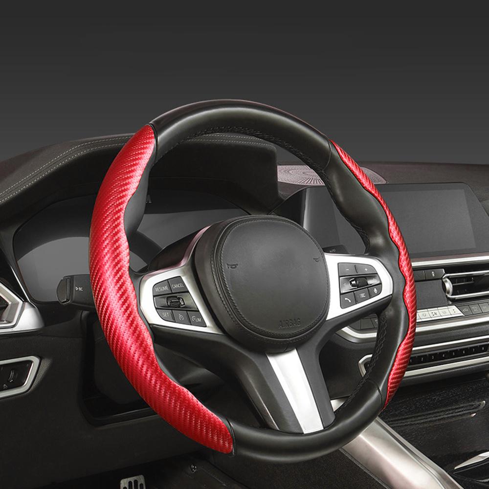 1 Pair Car Steering Wheel Covers Booster Micro Fiber Leather Auto Interior Decorative Accessories Universal Carbon Fiber Looking