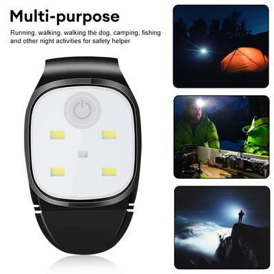 LED Klemmlampe 4 Beleuchtungsmodi Laufclip-Licht Sicherheitswarnung für Joggen Nachtspaziergänge zum Angeln Wandern USB Wiederaufladbar
