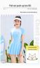 2026 Women's Conservative Slimming One-Piece Short Sleeve Swimsuit, Hot Spring Plain Patchwork, Customizable Swimwear.