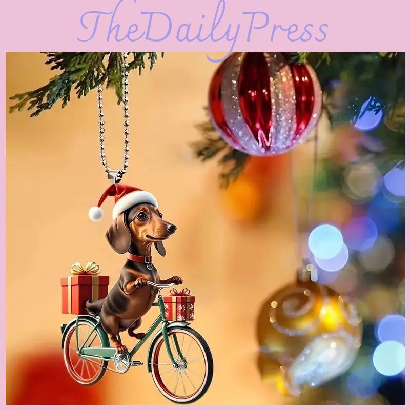 Christmas Dog Car Pendant Acrylic Cartoon Decoration For Vehicle Interior