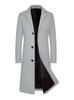 2025 Men's Wool Trench Coat - British Classic, Business Casual, Available in European and American Sizes, Elegant Long Over-the-Knee Design