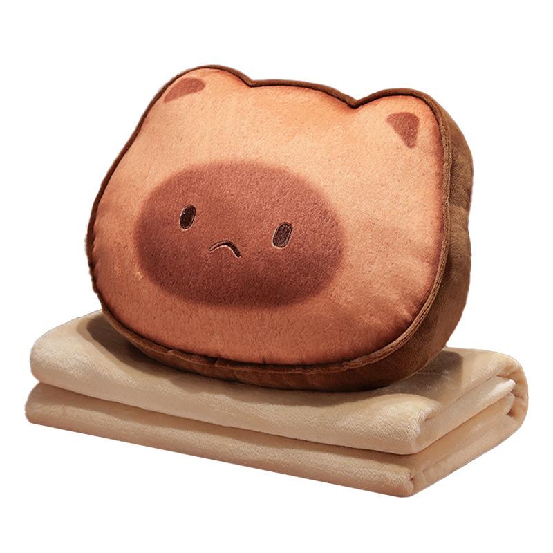 Creative Soft Toast Cat Pillow Blanket Plush Toy Kapibara Doll Home Pillow Cushion Ragdoll