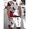 Summer Men Short Sleeve+ Shorts 2PCS Set Cool The Lion King 3D Print Kid T-Shirt +Drawstring Short Set Men's Set Clothing
