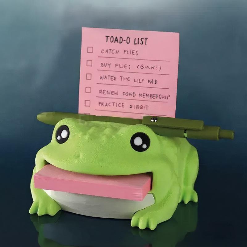 Cute Animal Desk Organizer Sticky Note Holder Hippo Cow Frog Desktop Storage Box Office Supplies Tabletop Decor Pen Holder