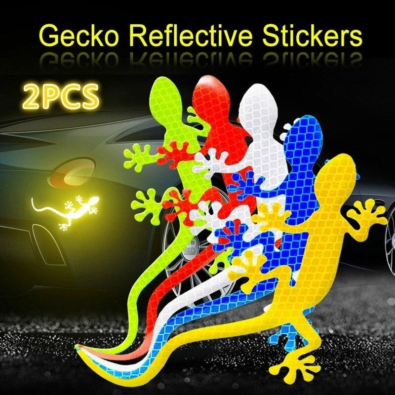 

2Pcs Car Reflective Sticker Safety Warning Gecko Strip Light Reflector Mark Cars Auto Exterior Accessories Night Driving Warning