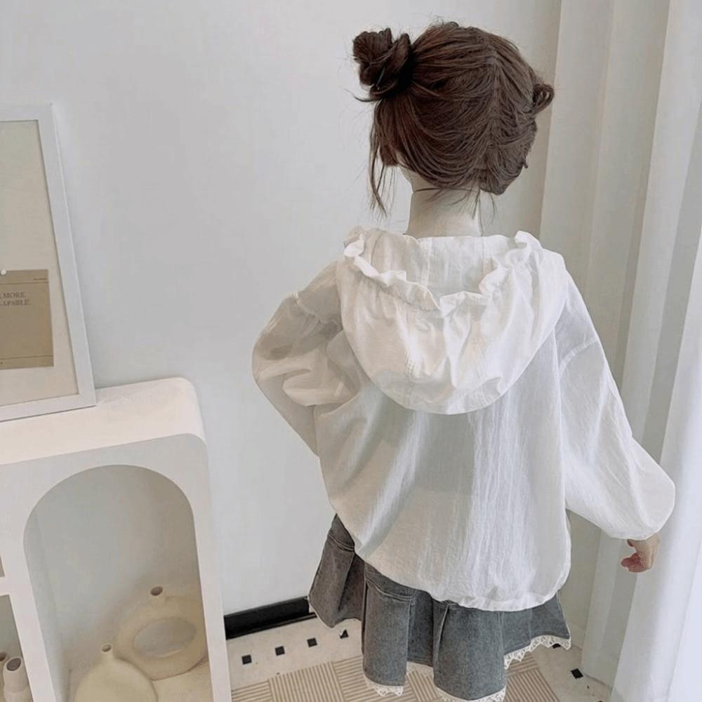 Breathable Girls Sun Jacket Sheer Look Hooded Jacket Children Outerwear  Summer Outings