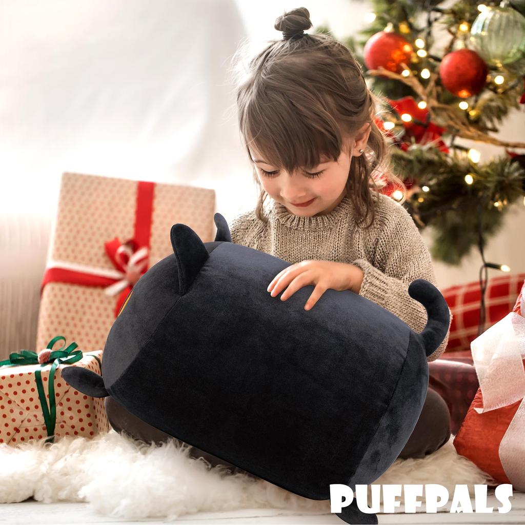 Puffpals Cat Plush Toy Body Pillow Mother Cat and 4 Kittens Set Fluffy and Squishy Body Pillow Gift Black Cat
