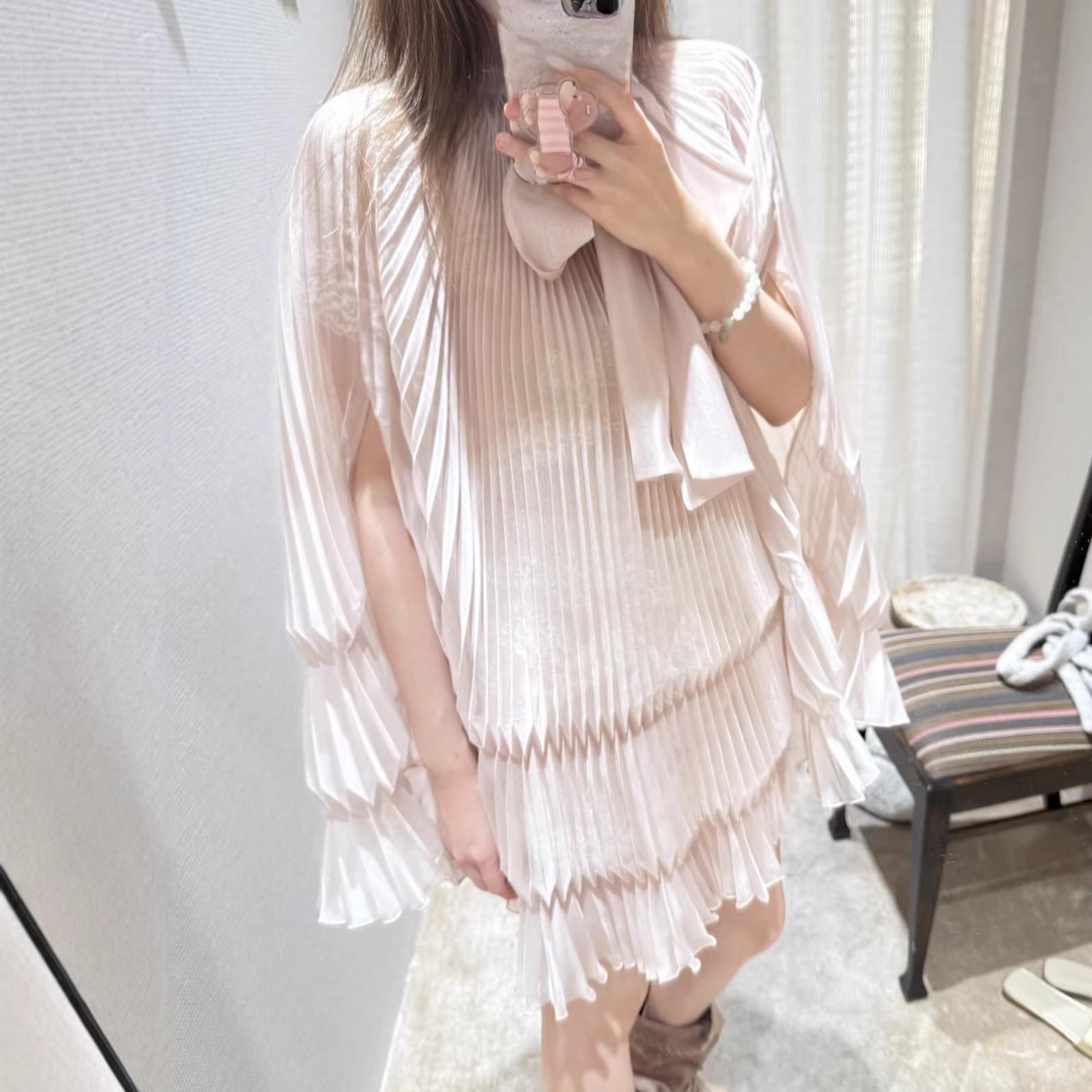 Yi Mengling Style French Pleated Bow Blouse Small светло-розовый