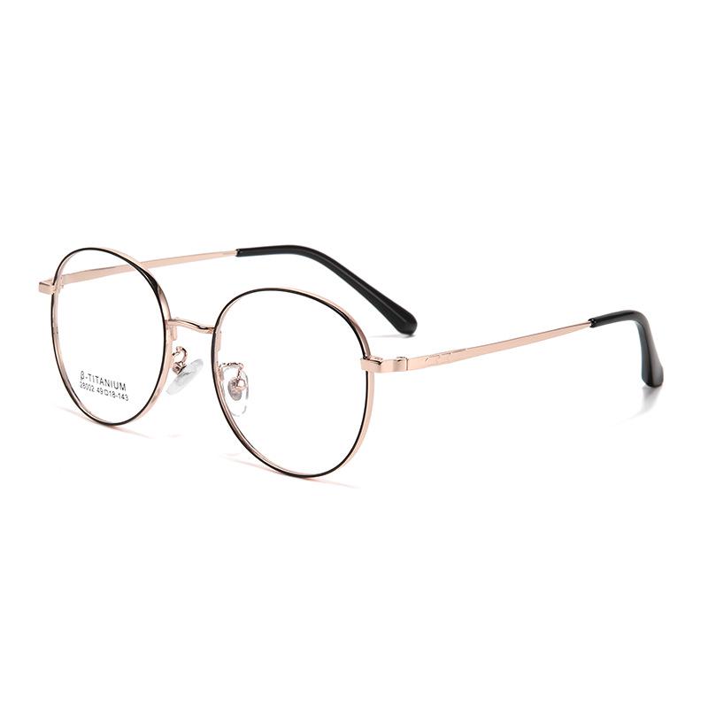Ultra-Light Non-Magnetic Titanium Round Retro Glasses Frame for Myopia Lenses - Two-Color Versatile Design
