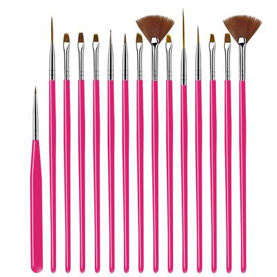 15pcs Nail Art Acrylic Gel Polish Extension Carving Flower Line Painting Dotting Liner Brush