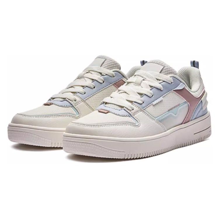 Hongxing Erke Lily Anti-Slip Shock Absorbing Wear-Resistant Lightweight Breathable Low-Top Skate Shoes Women sneaker White Blue 52121401103-003