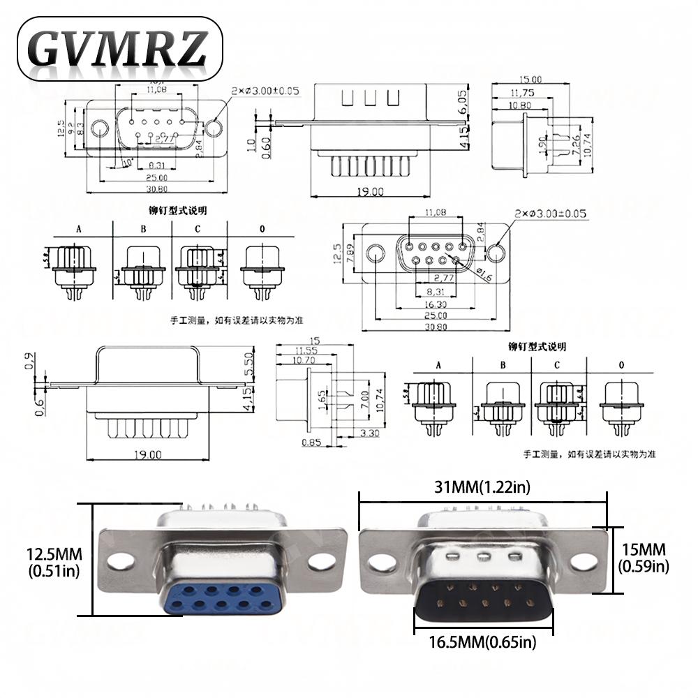 5PCS RS232 DB9 DB15 DB25 DB37 Connector Serial VGA Male Female Solder Type Plug D-SUB Male Plug Socket Connector