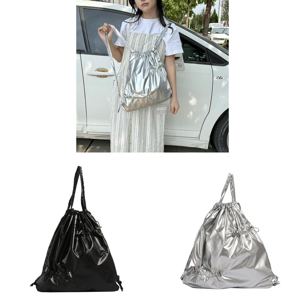 Pu Satin Drawstring Ladies Bag With Drawstring Design For Daily Use