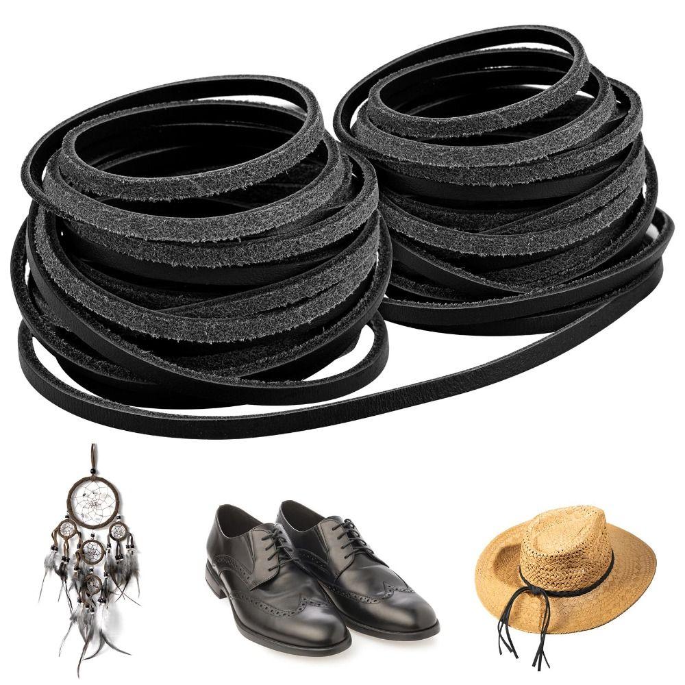 5 Yards Braiding String Flat/Round Natural Leather String  DIY Necklace Bracelet Accessories
