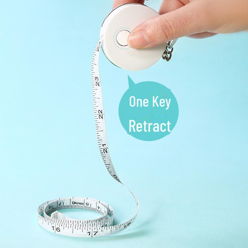 Mini Portable 2m Tape Measure - Soft, Telescopic, Self-Locking Ruler with Keychain