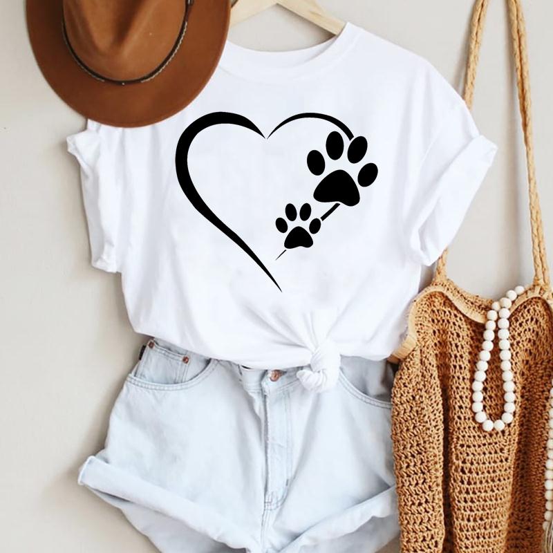 Women Cartoon Leopard Star Love Letter Trend 90s Fashion Summer Lady Print Tee Graphic T Top Travel Tshirts Trend T-Shirt