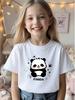 Süßes Cartoon-Panda-Print Kinder Kurzarm-T-Shirt Rundhalsausschnitt Lässiges Sommer-Top Süße Tier-Grafik Kinder-T-Shirt Für Jungen Mädchen