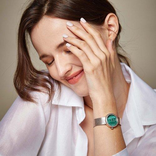 [GEIGER] GEIGER Women s Diamond Natural Malachite Mesh Watch GE1246RG GE1246RG