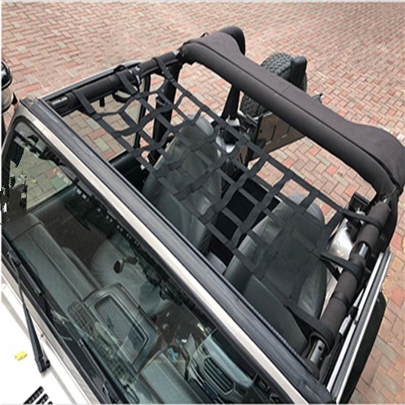 Střešní síť do auta Pro Jeeps Wranglers Odolná sluneční clona Měkká střešní síť Vnější síťovaný úložný prostor Horní kryt Síťka do auta Postel pro náklad