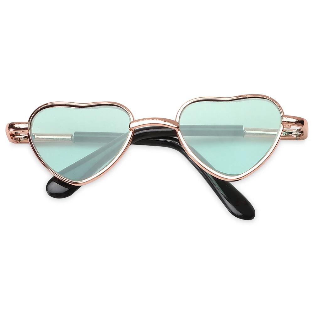 Vintage Doll Sunglasses For Doll Accessories Heart Metal Glasses Photo Prop Pet Glasses Toy 9.5cm Miniature Doll Sunglasses
