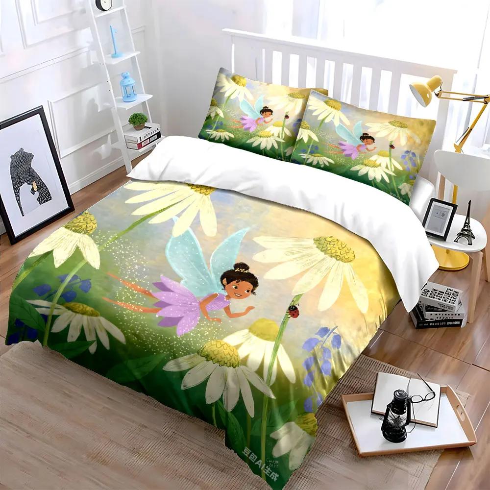"Fairy Garden Kids Room Decor" Multiple Sizes Kid's and Adults' Bedroom Exquisite 3PC Bedding Set Gift
