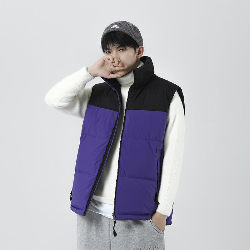 Vest Men's Thickened Winter Korean Version Cotton Vest Stand-up Collar Youth Warm and Velvet Men's Outer Cotton Vest