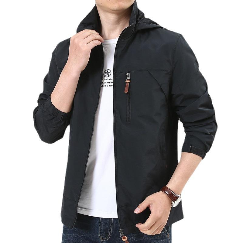 Spring Trend Jacket Hooded Trench Coat Outdoor Loose Breathable Casual Tooling Top Jacket