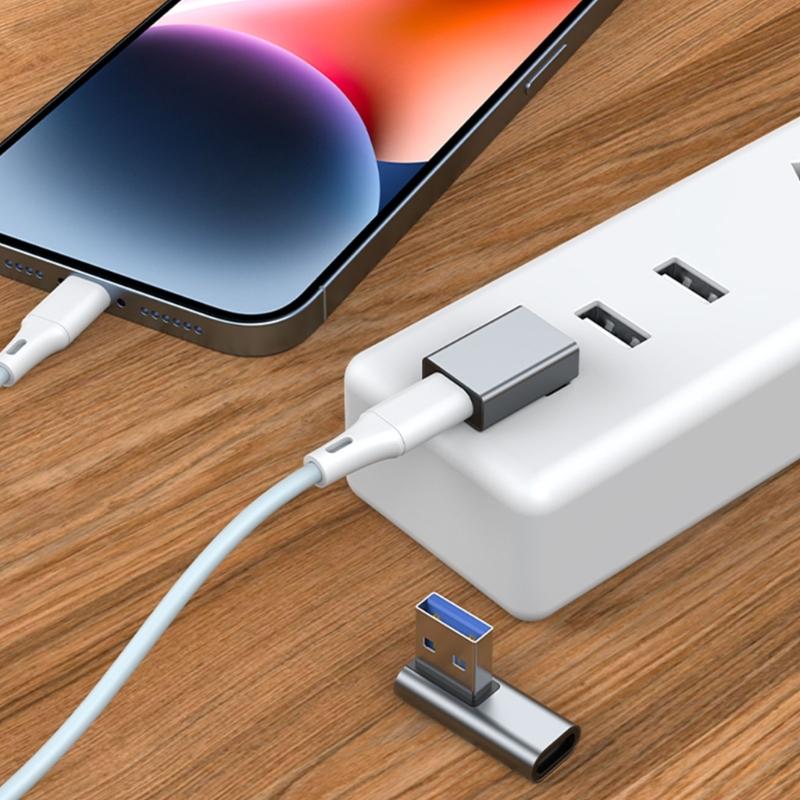 2 Piece 90 Degree USB To USB C Adapter USB3.0 Male To Type C Female Converter Charging Converter Support Data Transfer