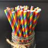 100PCS Disposable Drinking Straws Rainbow Stripe Biodegradable Paper Straw For Wedding Birthday Party Supplies Decorations