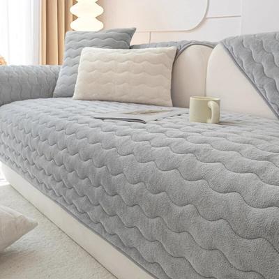 Modern Wavy Line Sofa Cushion Thickened Winter Sofa Towels High-density Thick Plush Anti Slip Soft Anti-static Warm Sofa Covers