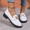 Women Sneakers British-style Small Leather Shoes 2025 New Thick-heeled Round-toe Shoes Thick Soles Versatile Spring Loafers