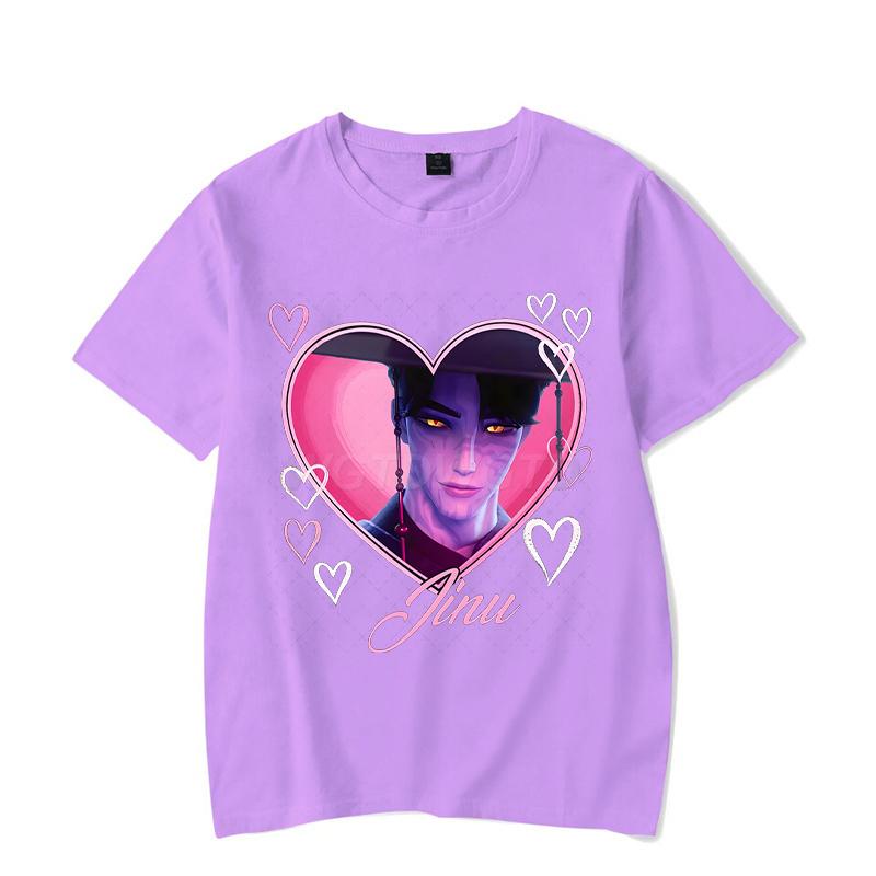 Saja Boys Jinu Print Men T Shirt Women Fashion KPop Demon Hunters Shirt Short Sleeve Casual Anime KPop Demon Hunters Streetwear