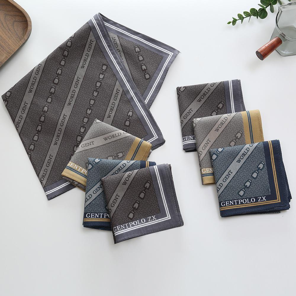 3Pcs Old-fashioned Nostalgic Pure Cotton Printed Handkerchief Summer Portable Cotton Men's Thin Printed Hand Towel Square 43cm