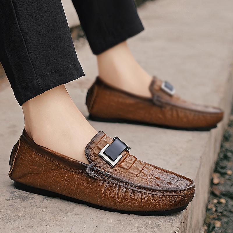 2025 Luxury Designer Penny Loafers Men Handmade Genuine Leather Casual Shoes Driving Flats Slip on Soft Man Moccasins Mens Shoes