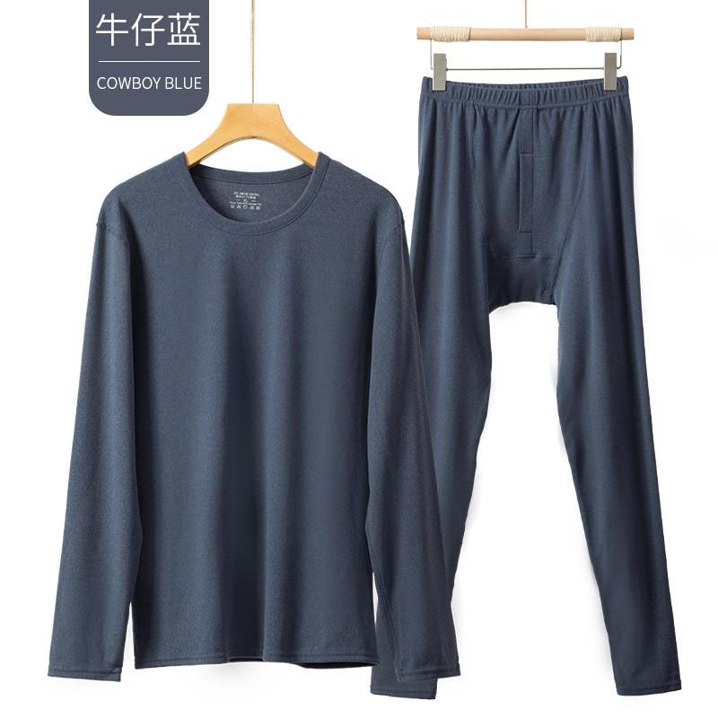 Thermal Base Layer Set Men Women Warm Fleece-Lined Long Sleeve Top Pants Soft Double-Sided Brushed Cotton Blend