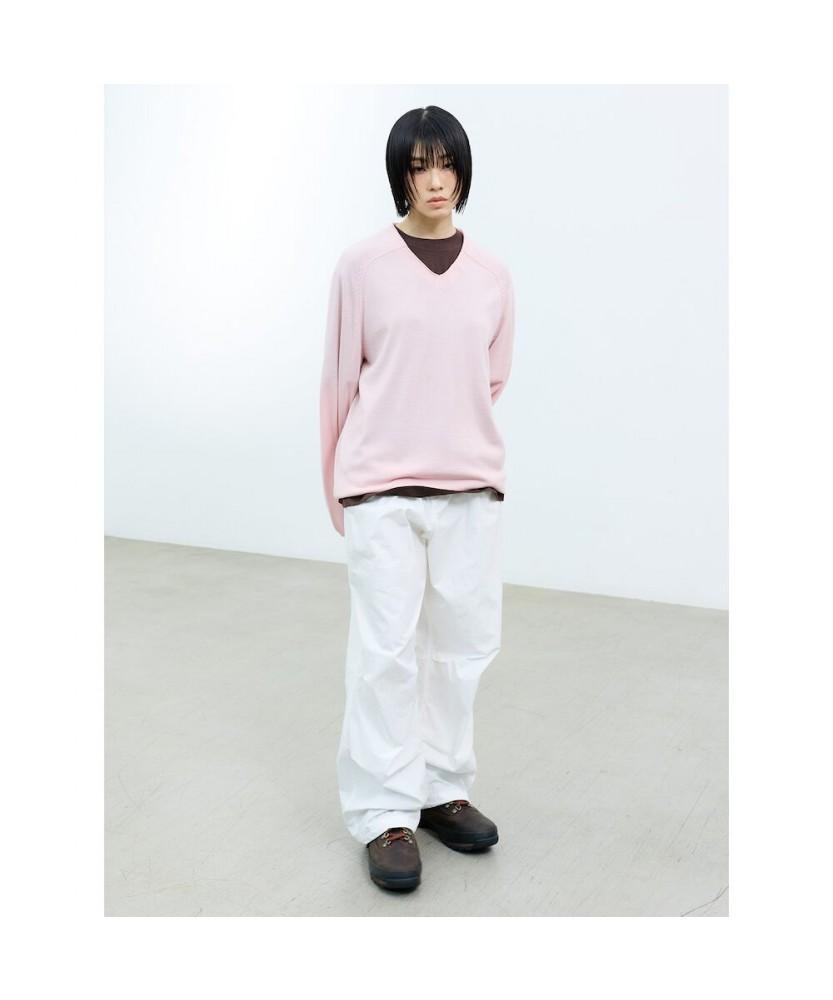 Saendeusaundeu (Unisex) Wool Blend V-Neck Sweater Pink