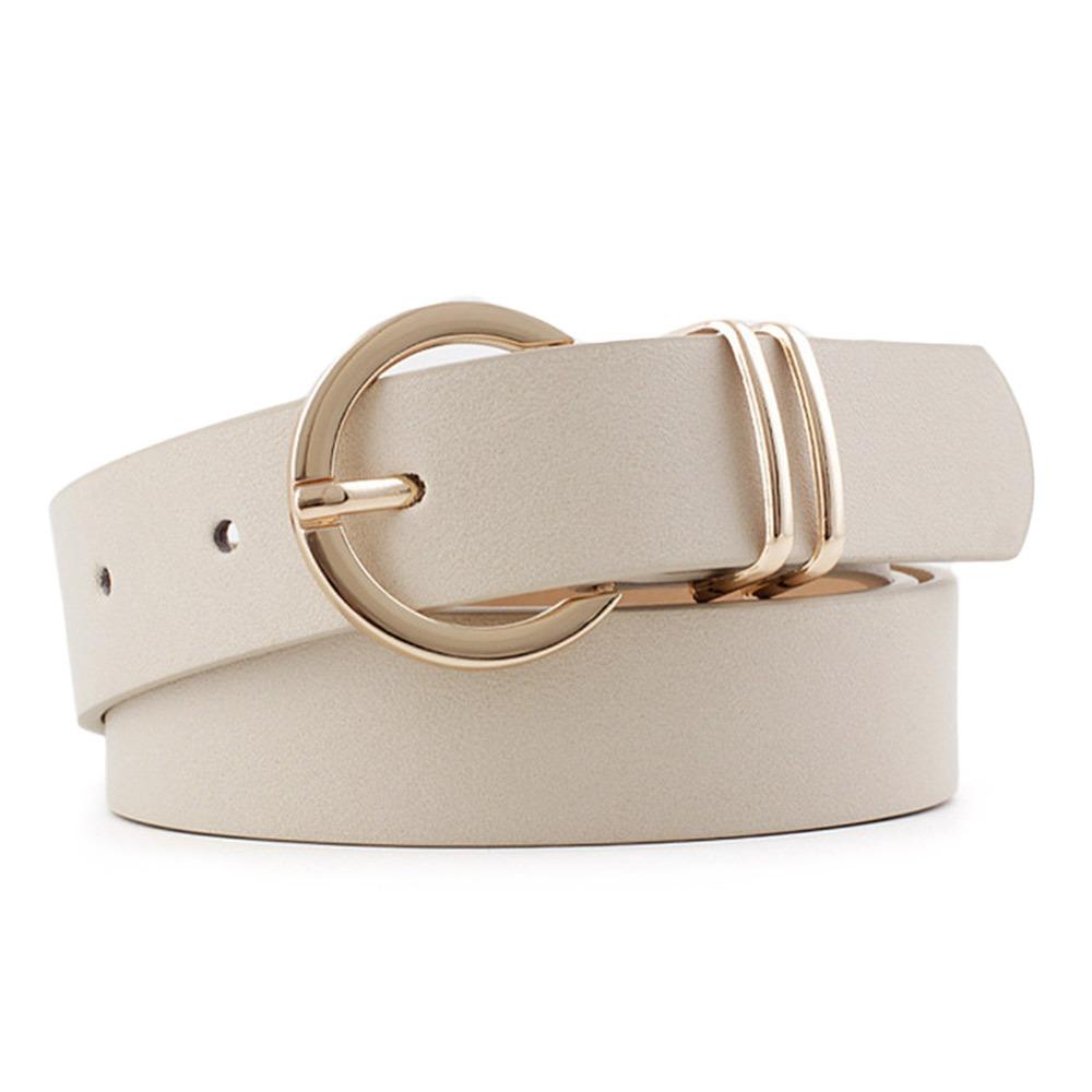 Gold Round Button Women's Belt PU Leather Leather Belt Vintage Waistband Belts Pants